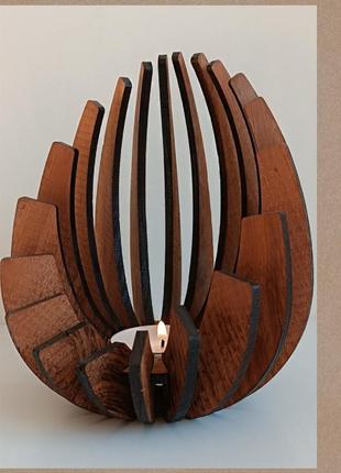 Підсвічник для чайної свічки з натурального дерева. дерев'яний інтер'єрний підсвічник.1 фото