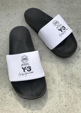 Сланцы мужские adidas y-3, белые (адидас у-3, адидасы, шлепанцы, шлепки, вьетнамки, сабо)