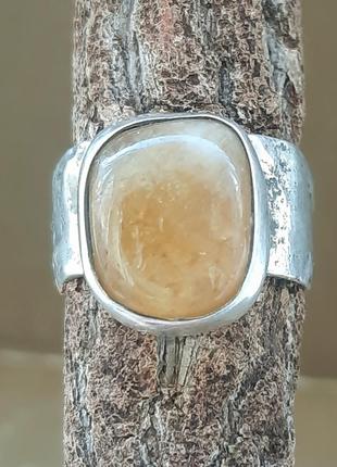 Дизайнерський стильний авангардний срібний 925 перстень з природнім цитрином