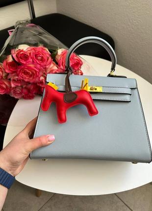 Сумка hermes kelly 25 кожа голубая
