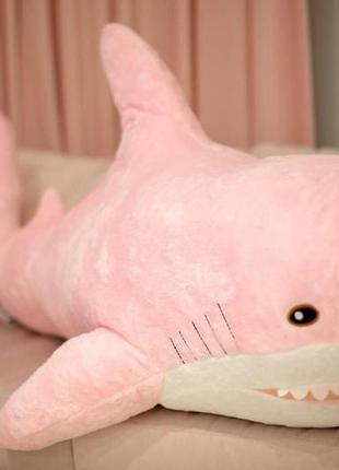 М'яка іграшка акула ikea 140см, плюшева іграшка-подушка блохей, рожевий2 фото