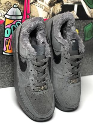 Кросівки nike air force low womens grey хутро