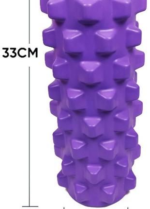 Массажный ролик (валик) для мфр easyfit ef-2015-v, eva-пена, для йоги и реабилитации, фиолетовый, 33×14 см.