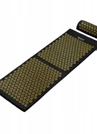 Килимок акупунктурний з валиком 4fizjo classic mat xl аплікатор кузнєцова 4fj0346 black/gold5 фото