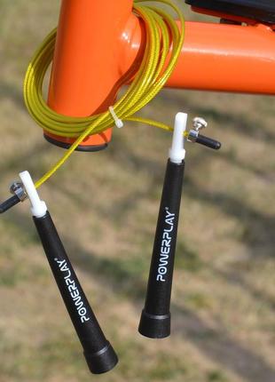 Скакалка швидкісна powerplay 4202 ultra speed rope жовта (2,9m.)6 фото