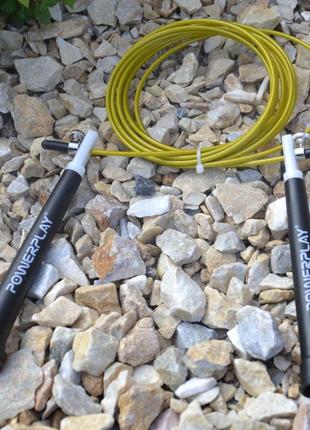 Скакалка швидкісна powerplay 4202 ultra speed rope жовта (2,9m.)5 фото