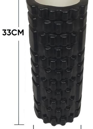 Массажный ролик (валик) для мфр easyfit ef-2020-bk, eva-пена, для йоги и реабилитации, чёрный, 33×14 см.
