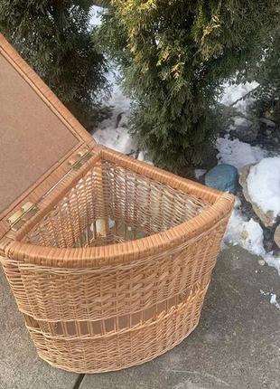 Плетеная из лозы корзина,ящик для белья большая угловая натуральная "№2"