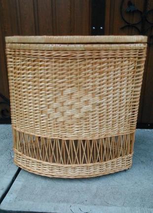 Плетеная из лозы корзина,ящик для белья большая угловая натуральная "№2"