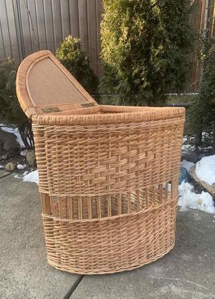 Плетеная из лозы корзина,ящик для белья большая угловая натуральная "№2"