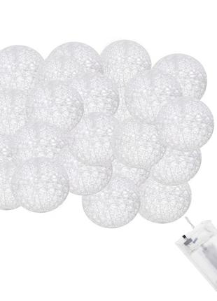 Гірлянда на батарейках springos cotton balls 6 м 30 led cl0049 warm white