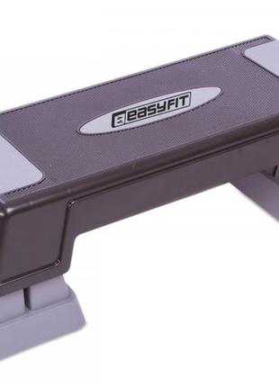 Степ-платформа 3-х уровневая easyfit ef-0543 step-d 70×28 см, высота 12+5+5см, для фитнеса, аэробики и тренировок серый