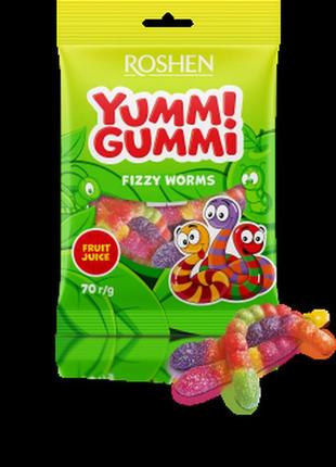 Желейные конфеты yummi gummi fizzy worms 70г