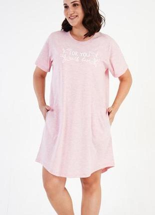 Туника с карманами + size vienetta розовая  2xl