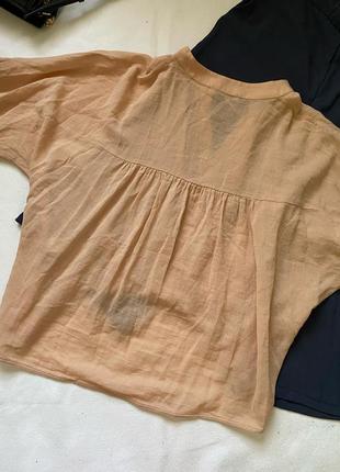 Хлопковая рубашка оверсайз, ассиметричная рубашка oversize, пудровая блуза mudo collection3 фото