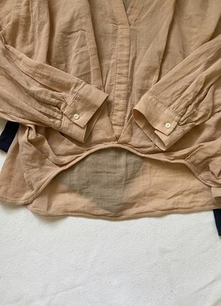 Хлопковая рубашка оверсайз, ассиметричная рубашка oversize, пудровая блуза mudo collection5 фото