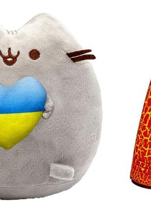 Комплект мягкая игрушка кот с сердцем пушин кэт и антистресс игрушка mokuru оранжевый( n-10413)