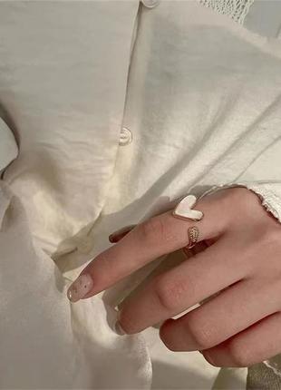 Регулируемое женское кольцо с белым камнем сердцем цвет золото ювелирные изделия стразы украшения бижутерия акция подарок5 фото