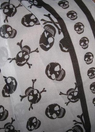 Бандана шарф skulls белый черный3 фото