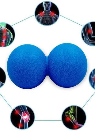 Массажный мячик easyfit tpr двойной 12х6 см синий1 фото