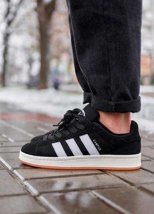 Зимові кросівки adidas campus 00s black white fur