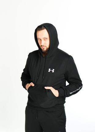 Черный спортивный костюм under armour / весенний костюм худи + штаны андер армор, турция3 фото