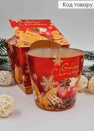 Польська аромосвіча у склянці golden christmas з ароматом запечених яблук з апельсином 115г/30год горніння