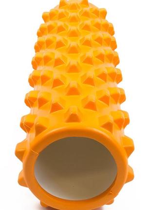 Массажный ролик ef-2029 easyfit grid roller pro 45 см оранжевый3 фото