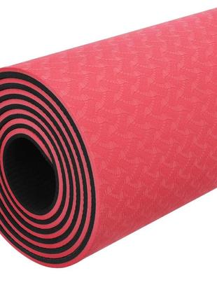 Килимок для йоги та фітнесу power system ps-4060 tpe yoga mat premium  red (183х61х0.6)3 фото