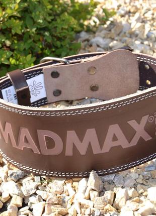 Пояс для важкої атлетики madmax mfb-246 full leather шкіряний chocolate brown m2 фото