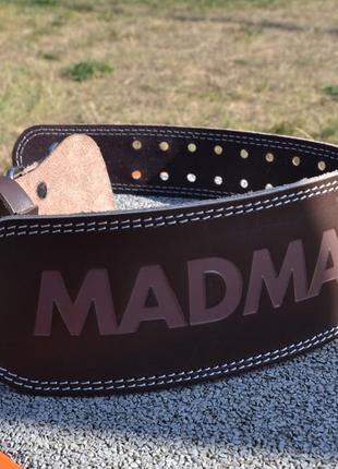 Пояс для важкої атлетики madmax mfb-246 full leather шкіряний chocolate brown m5 фото