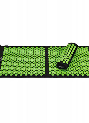 Килимок акупунктурний з валиком 4fizjo аплікатор кузнєцова 128 x 48 см 4fj0048 black/green7 фото