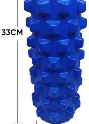 Массажный ролик ef-2015  easyfit grid roller pro 33 см синий