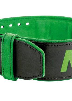 Пояс для важкої атлетики madmax mfb-302 quick release belt  шкіряний black/green xxl1 фото