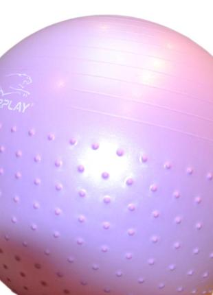 М'яч для фітнесу (фітбол) напівмасажний powerplay 4003 ø75 cm gymball бузковий + помпа8 фото