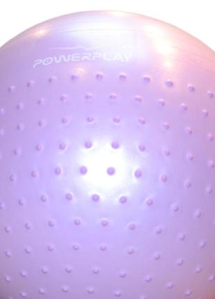 М'яч для фітнесу (фітбол) напівмасажний powerplay 4003 ø75 cm gymball бузковий + помпа7 фото