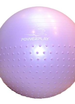 М'яч для фітнесу (фітбол) напівмасажний powerplay 4003 ø75 cm gymball бузковий + помпа6 фото