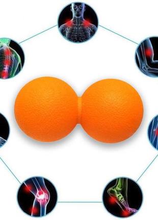 Масажний м'ячик easyfit tpr подвійний 12х6 см помаранчевий1 фото