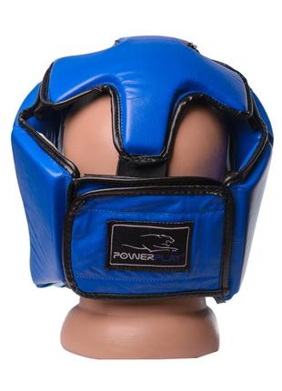 Боксерський шолом турнірний powerplay 3049 синій s капа в комплекті (в подарунок)3 фото