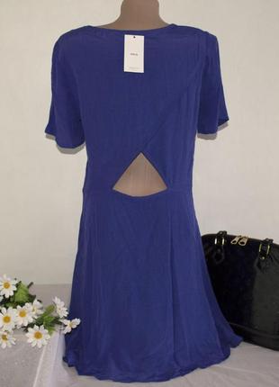 Брендовое синее вечернее миди платье с вырезом на спине mango турция этикетка5 фото
