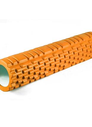Массажный ролик (валик) для мфр easyfit ef-2037-or, eva-пена, для йоги и реабилитации, оранжевый, 60×14 см.