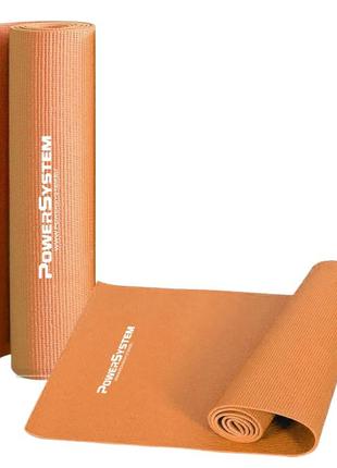 Килимок для йоги та фітнесу power system ps-4014 pvc fitness-yoga mat orange (173x61x0.6)