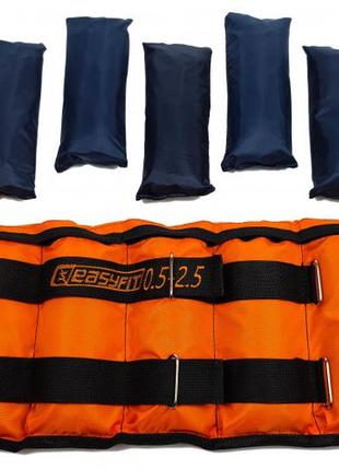 Утяжелители для ног и рук easyfit наборные черно-оранжевые 0,5-2,5 кг (пара)4 фото