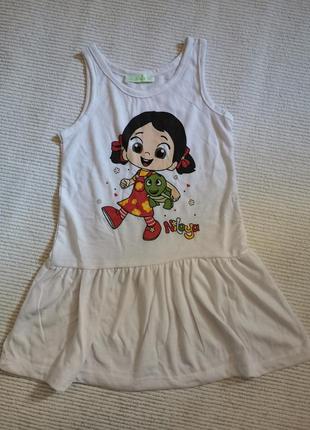 Легкое яркое платье с девочкой хлопок турция