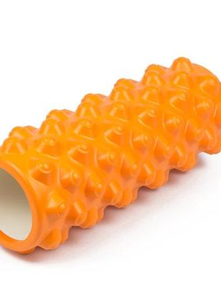 Масажний ролик (валик, роллер) ef2023 easyfit grid roller extreme 33 см помаранчевий