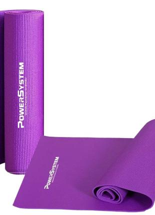 Килимок для йоги та фітнесу power system ps-4014 pvc fitness-yoga mat purple (173x61x0.6)