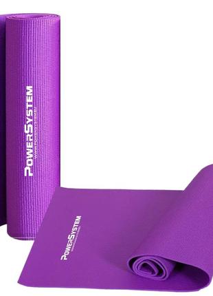 Килимок для йоги та фітнесу power system ps-4014 pvc fitness-yoga mat purple (173x61x0.6)
