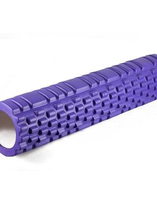 Масажний ролер (валик, ролик) ef2037 easyfit grid roller 60 см v.3.1 фіолетовий