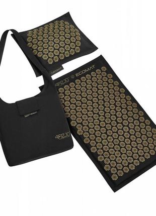 Килимок акупунктурний з подушкою 4fizjo eco mat аплікатор кузнєцова 4fj0179 black/gold5 фото