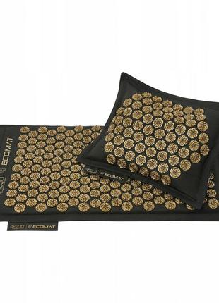 Килимок акупунктурний з подушкою 4fizjo eco mat аплікатор кузнєцова 4fj0179 black/gold3 фото